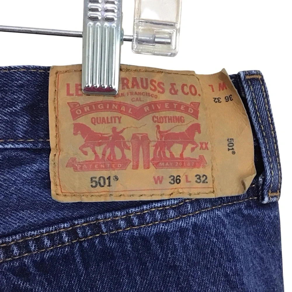 Levi's 501 Button Fly Jeans Dark Wash Straight Men's 36 X 32
